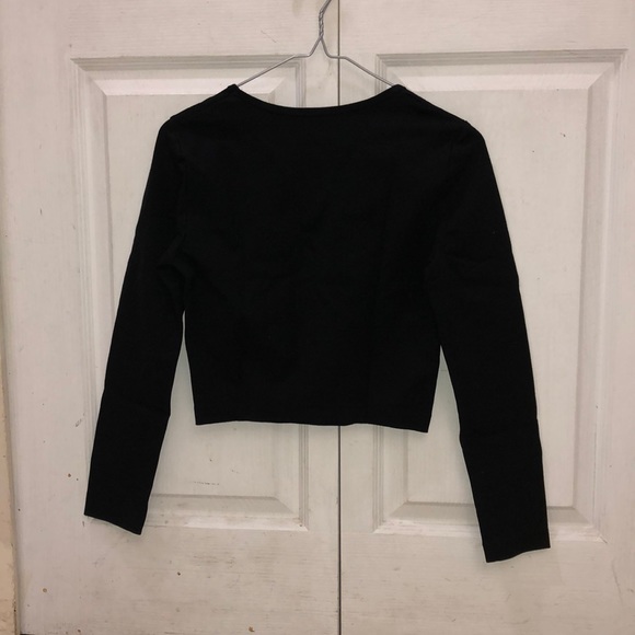 TALULA Black Long Sleeved Crop Top - Picture 2 of 4